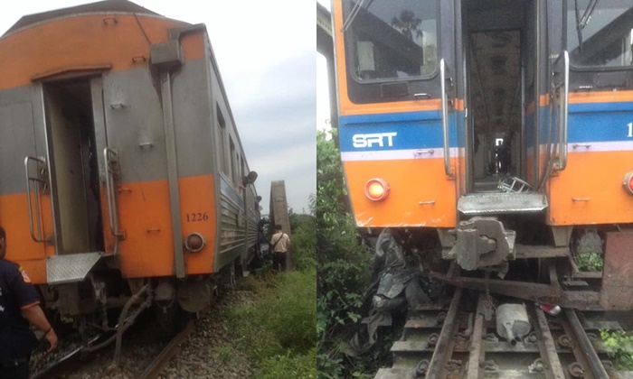 ขบวนรถไฟชนรถยนต์ ไร้เจ็บ-ตาย กระทบการเดินรถสายใต้ต้องชะงัก