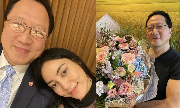 "ตั๊ก บงกช" ปลื้มปริ่ม "เจ้าสัวบุญชัย" หอบช่อดอกไม้เซอร์ไพรส์ครบรอบแต่งงาน 9 ปี