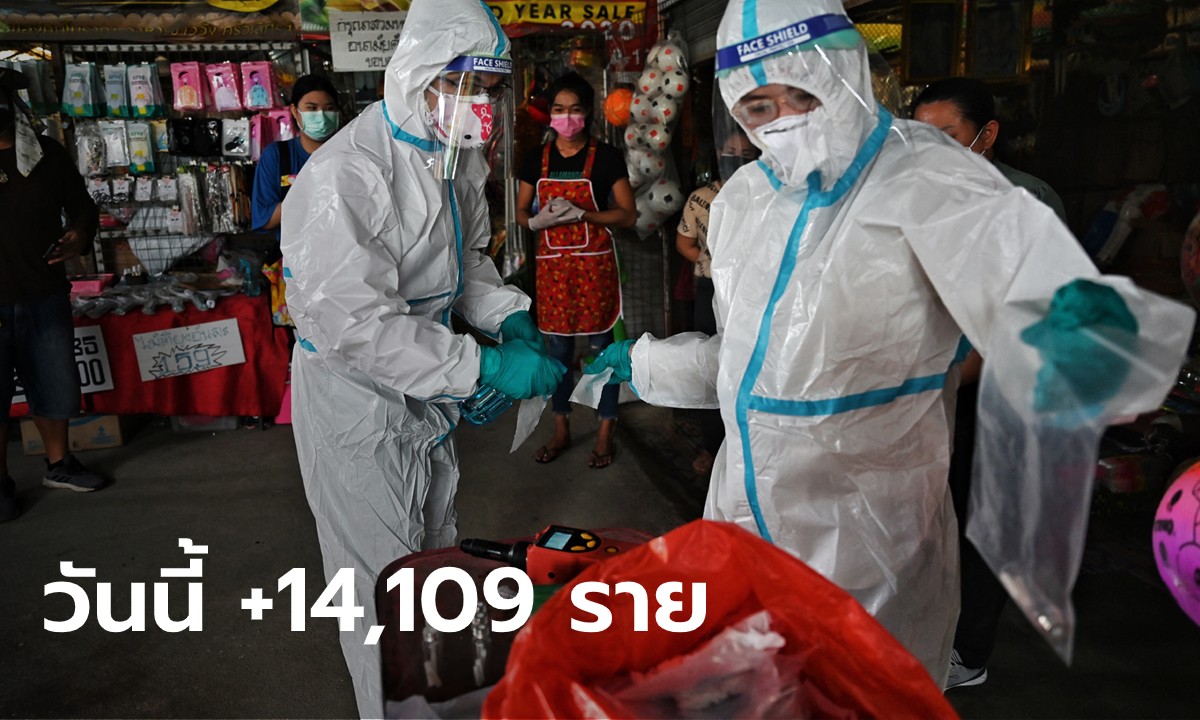 โควิดวันนี้ ไทยพบติดเชื้อเพิ่ม 14,109 ราย เสียชีวิตอีก 122 ราย