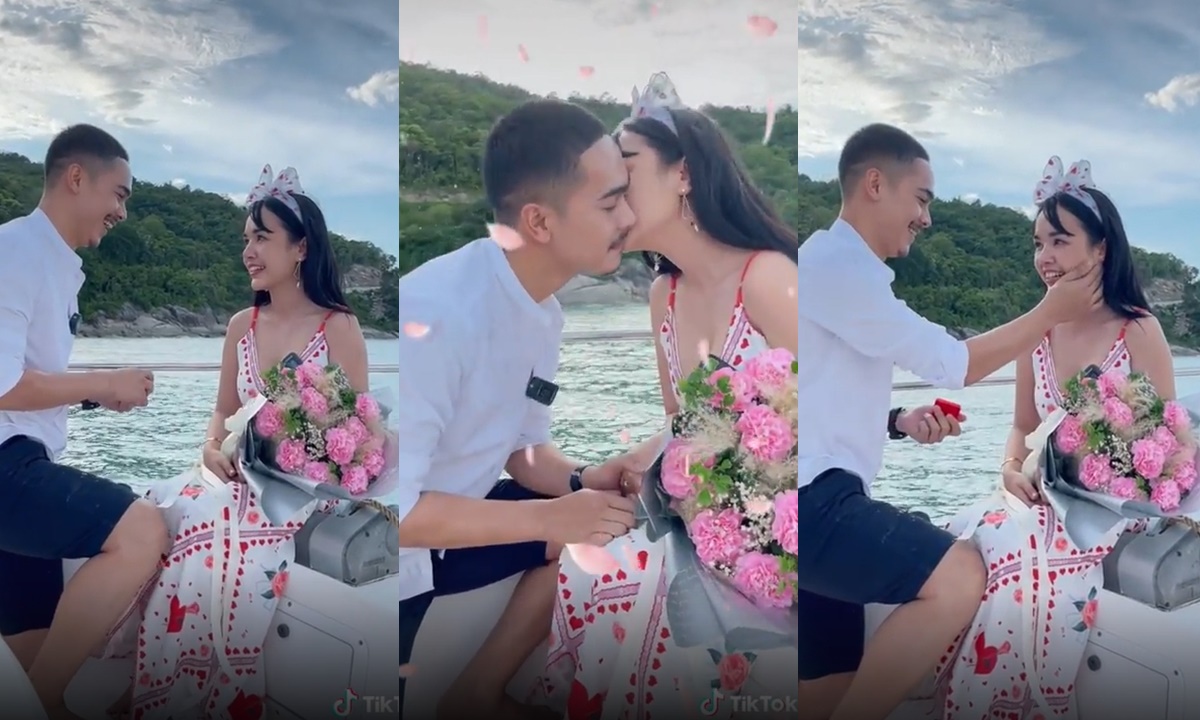 "เจนนี่ ได้หมดถ้าสดชื่น" ยิ้มแก้มแตก "ยิว ฉัตรมงคล" คุกเข่าขอแต่งงานกลางทะเล
