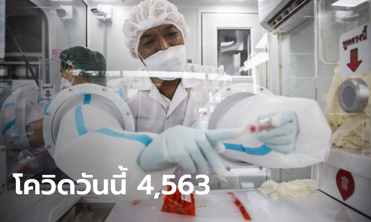 โควิดวันนี้ ไทยพบผู้ติดเชื้อเพิ่ม 4,563 ราย เสียชีวิตอีก 28 ราย