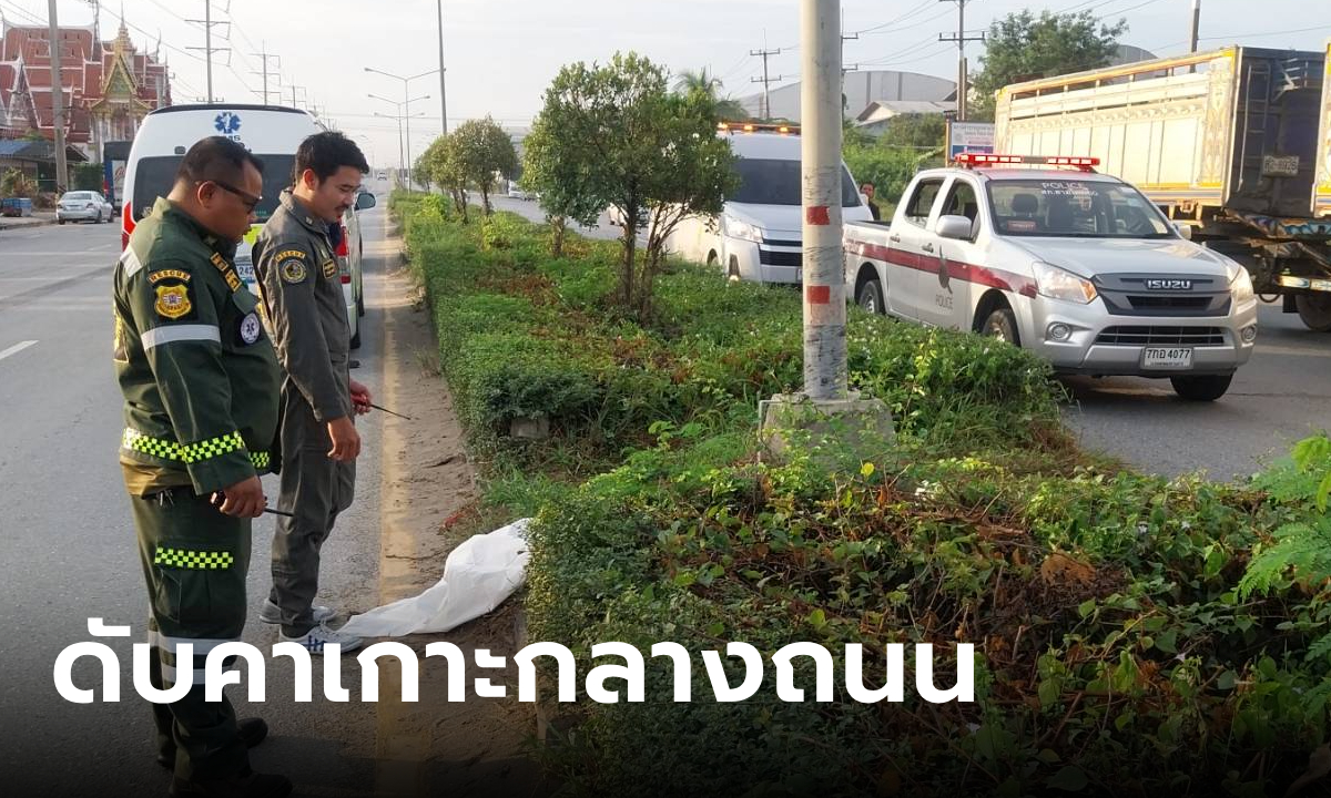 สลด หญิงพิการเดินข้ามถนน เอื้อมมือจับเสาตรงเกาะกลาง ถูกไฟดูดเสียชีวิตทันที