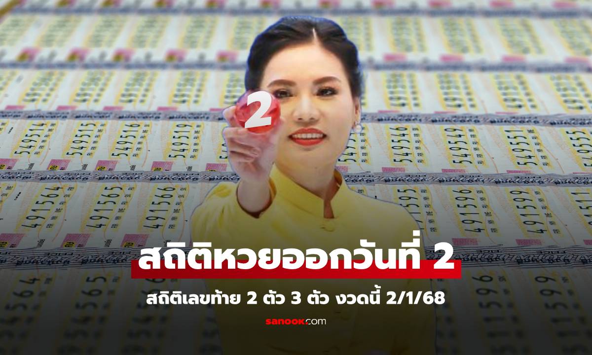 สถิติหวยออกวันที่ 2 หวยงวดนี้ 2 มกราคม 2568 สถิติเลขท้าย 2 ตัว 3 ตัว งวด 2/1/68