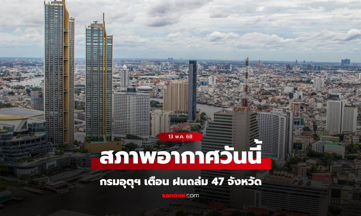 สภาพอากาศวันนี้ กรมอุตุฯ เตือน ฝนถล่ม 47 จังหวัด กทม.ก็ไม่รอด ฝน 70%