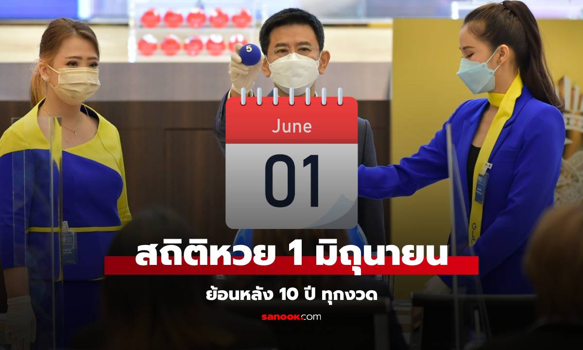 สถิติหวยออก 1 มิถุนายน ย้อนหลัง 10 ปี แนวทางเลขเด็ดงวดนี้ 1/6/68