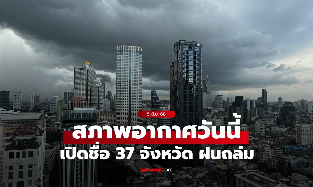 สภาพอากาศวันนี้ กรมอุตุฯ เตือน มรสุม ฝนถล่ม 37 จังหวัด กทม.โดนด้วย 40%