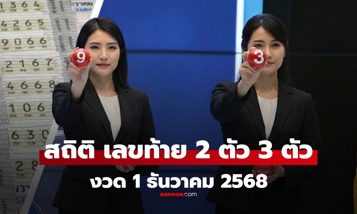 สถิติหวยเลขท้าย แนวทางงวด 1 ธันวาคม 2568 วิเคราะห์เลขซ้ำ เลขออกบ่อย 1/12/68