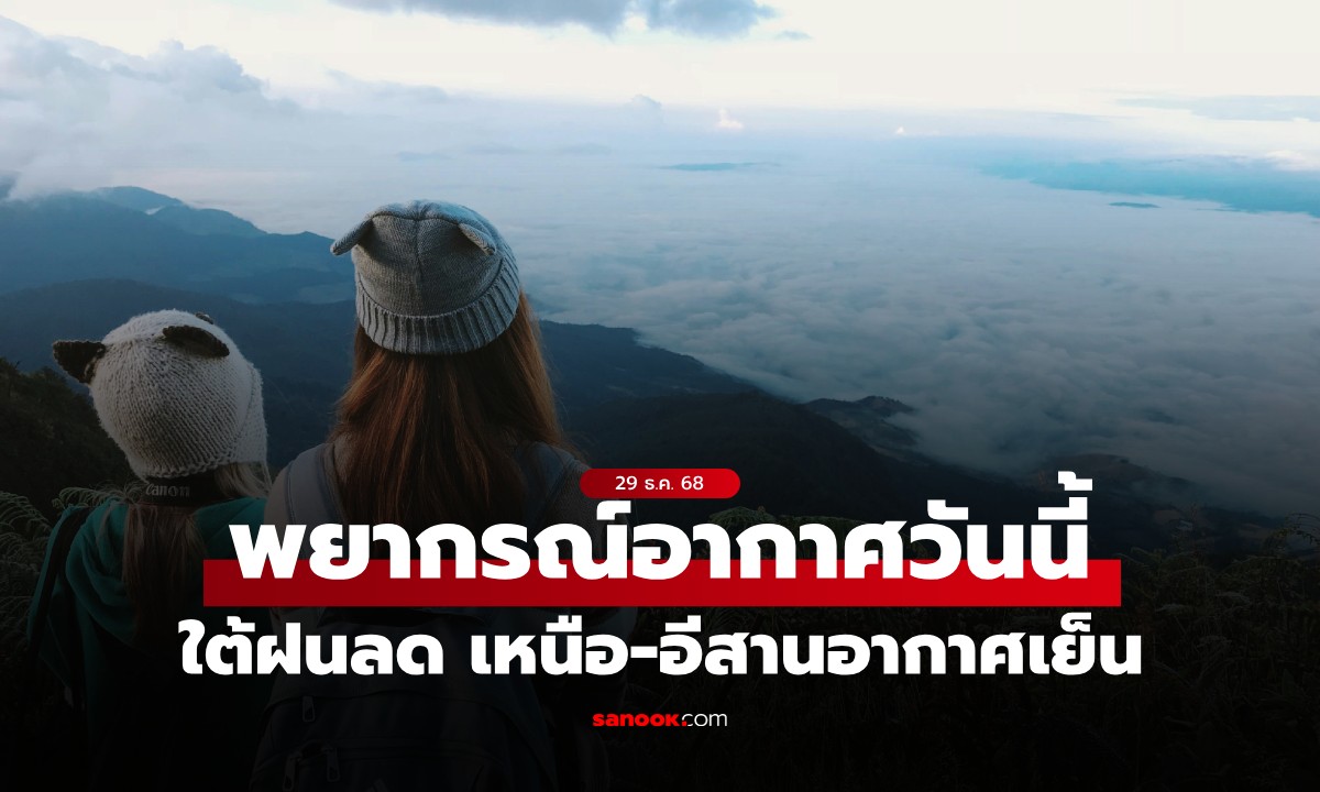 สภาพอากาศวันนี้ ใต้ฝนลด เหนือ-อีสาน อากาศเย็นถึงหนาว อุณหภูมิต่ำสุด 12 องศาฯ