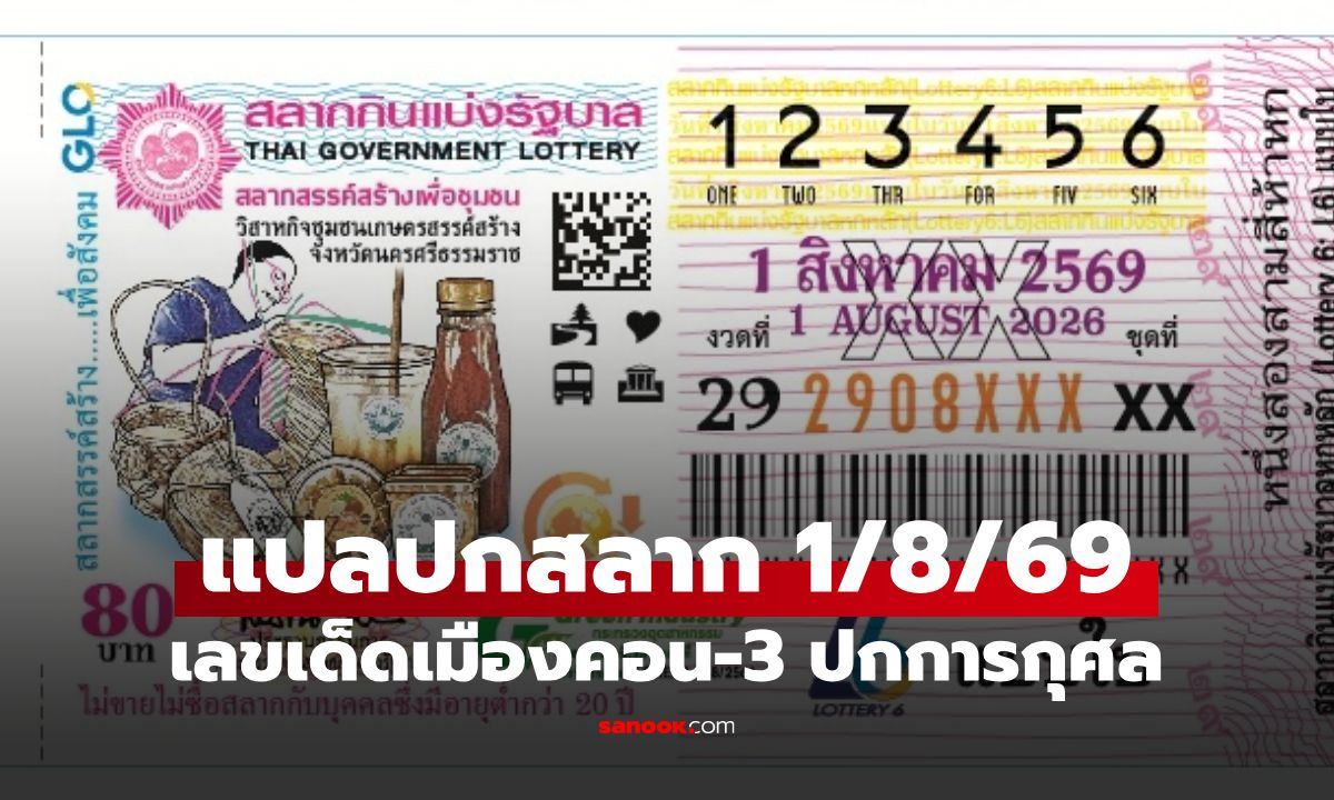 แปลปกสลากงวด 1 ส.ค. 69 ส่องเลขเด็ดนครศรีธรรมราช พร้อม 3 ปกการกุศล