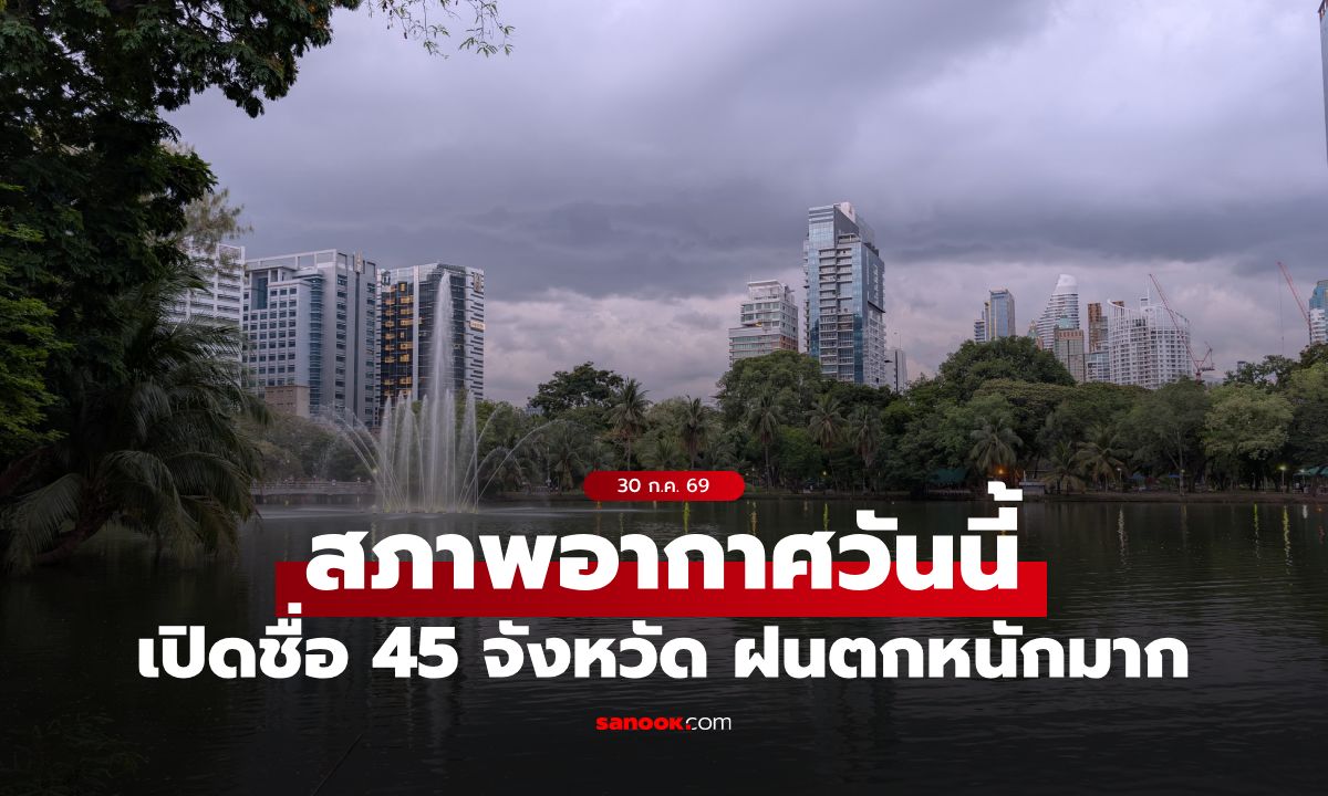 สภาพอากาศวันนี้ กรมอุตุฯ เตือน ฝนถล่มหนัก 45 จังหวัด กทม. โดนเต็มๆ ฝน 70%