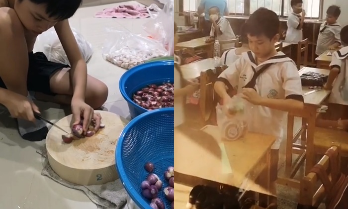 น้องฑีฆายุ ช่วยแม่ทำน้ำพริกปลาร้า น่ารักหิ้วไปขายที่โรงเรียน