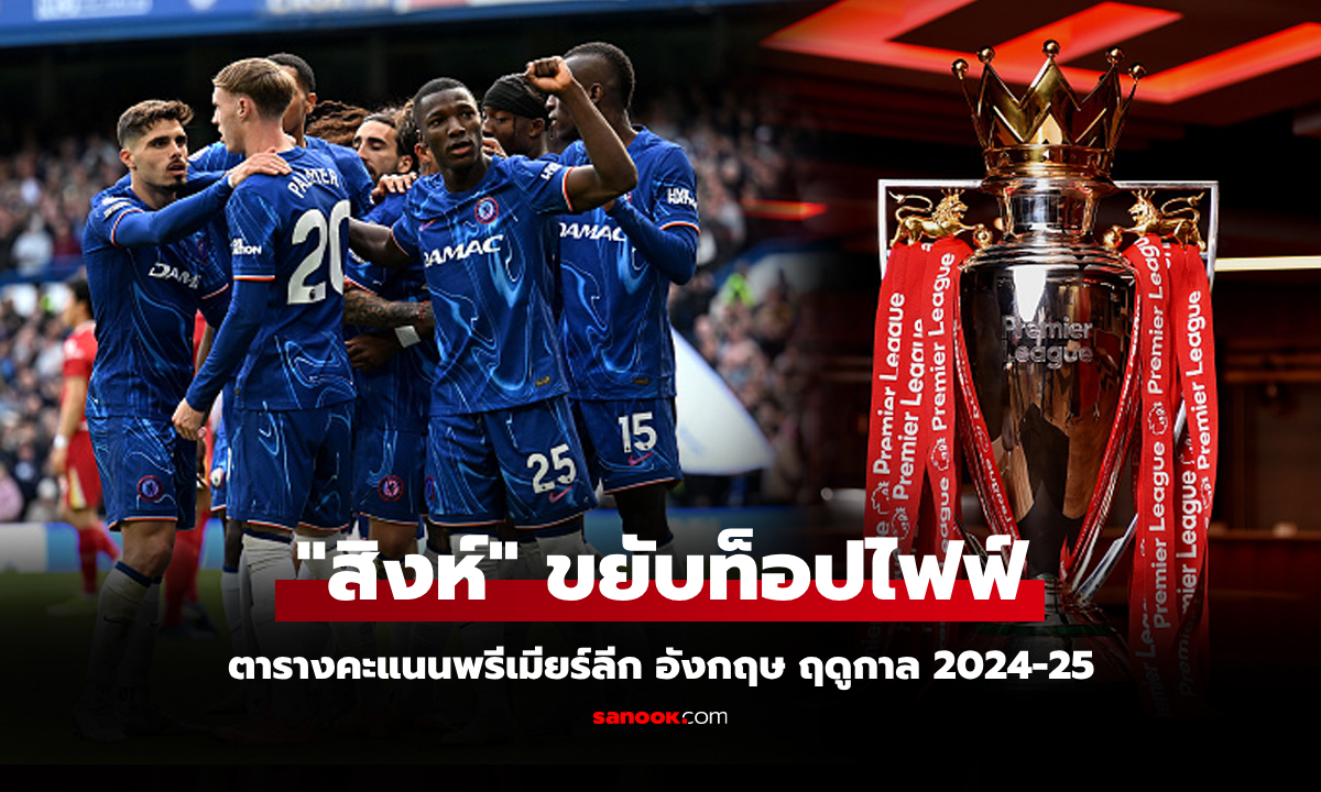 ตารางคะแนนพรีเมียร์ลีกอังกฤษ ฤดูกาล 2024-25 ประจำวันที่ 5 พ.ค. 68