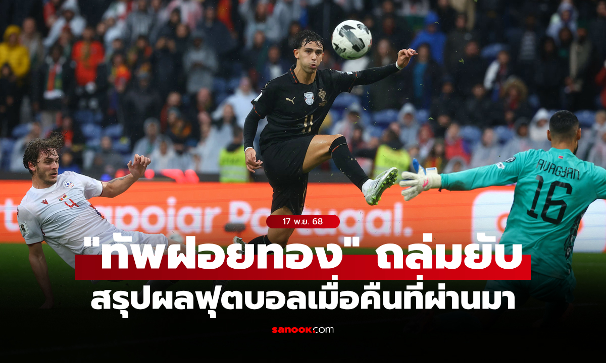 สรุปผลบอลเมื่อคืน ฟุตบอลโลก 2026 รอบคัดเลือก ประจำวันที่ 17 พ.ย. 68