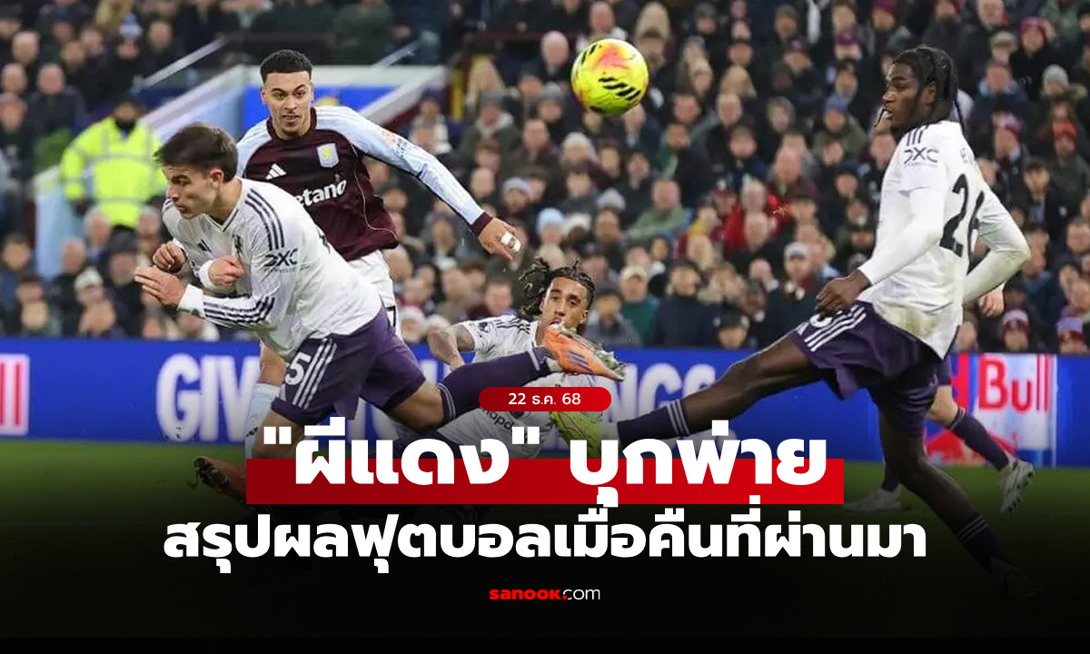 สรุปผลบอลเมื่อคืน 5 ลีกใหญ่ยุโรป ประจำวันที่ 22 ธ.ค. 68